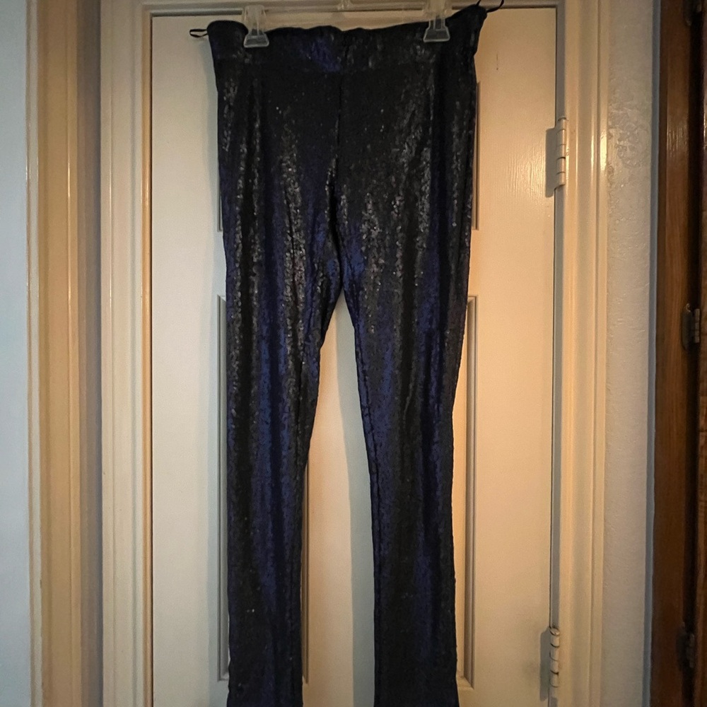 Chic Navy Sequined Women's Skinny Pants
